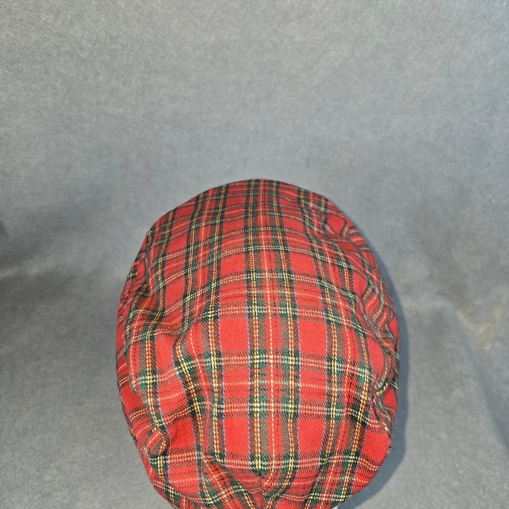 Red Plaid Flat Cap This Vintage cabby Hat Size S/M Stand out from the rest. - Picture 4 of 9